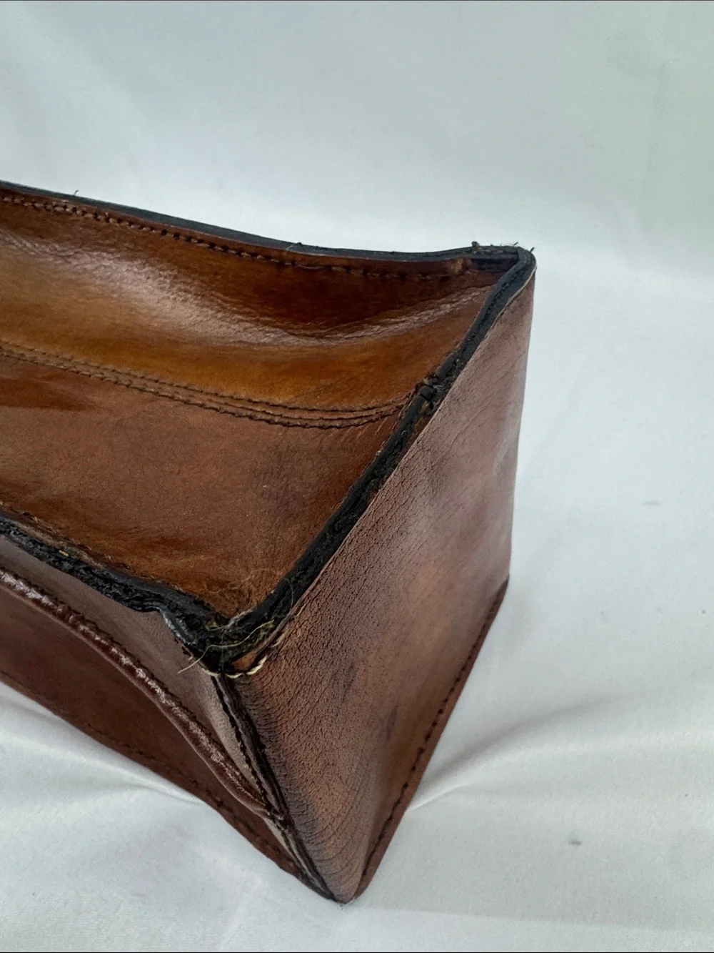 Cognac Brown Handcrafted Leather Wine Carrier Bag, Snap Handle Strap, Gift Tote